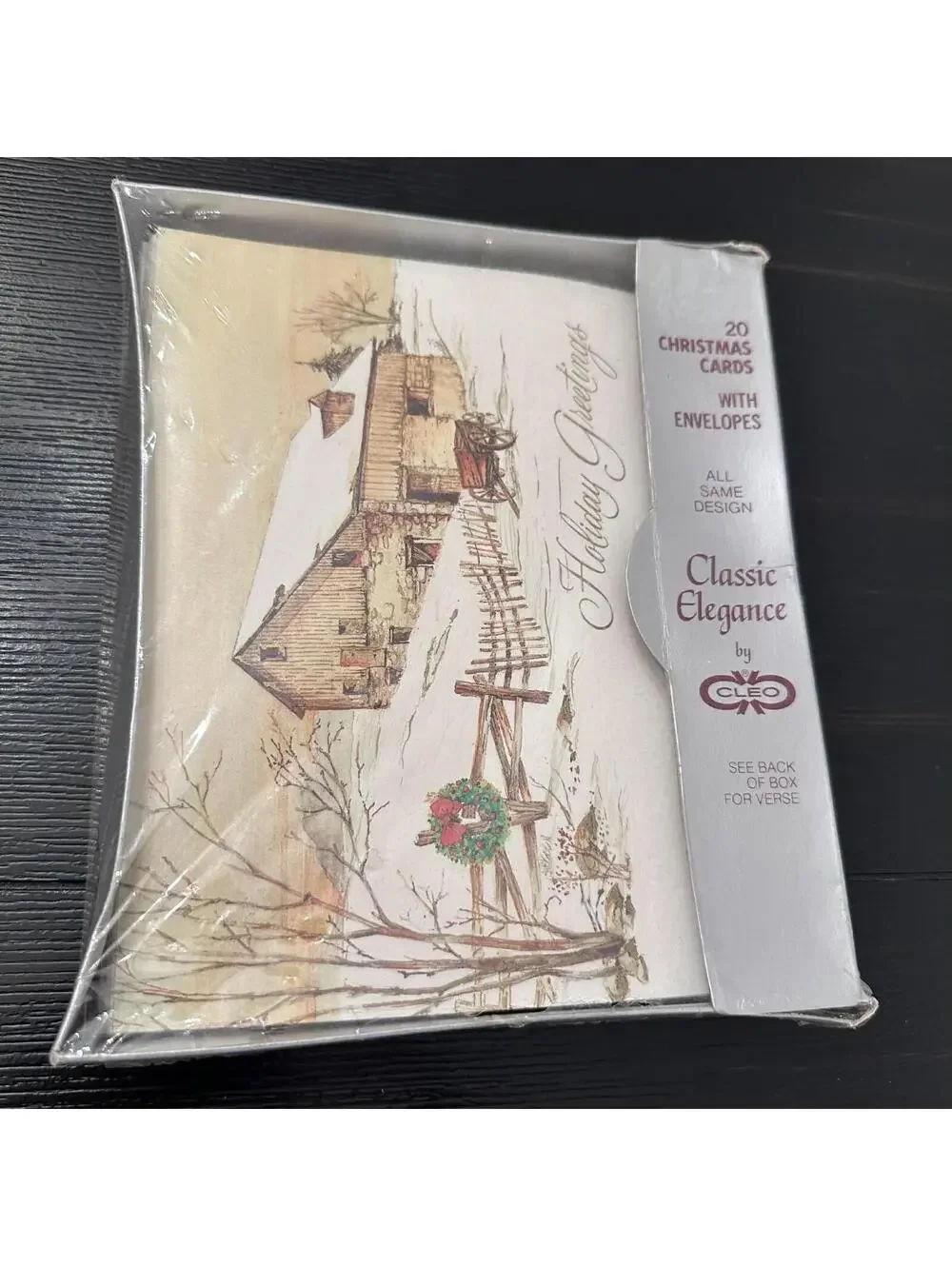 Vintage Celo Rustic Farmhouse Winter Scene Christmas Cards 20 Ct Sealed